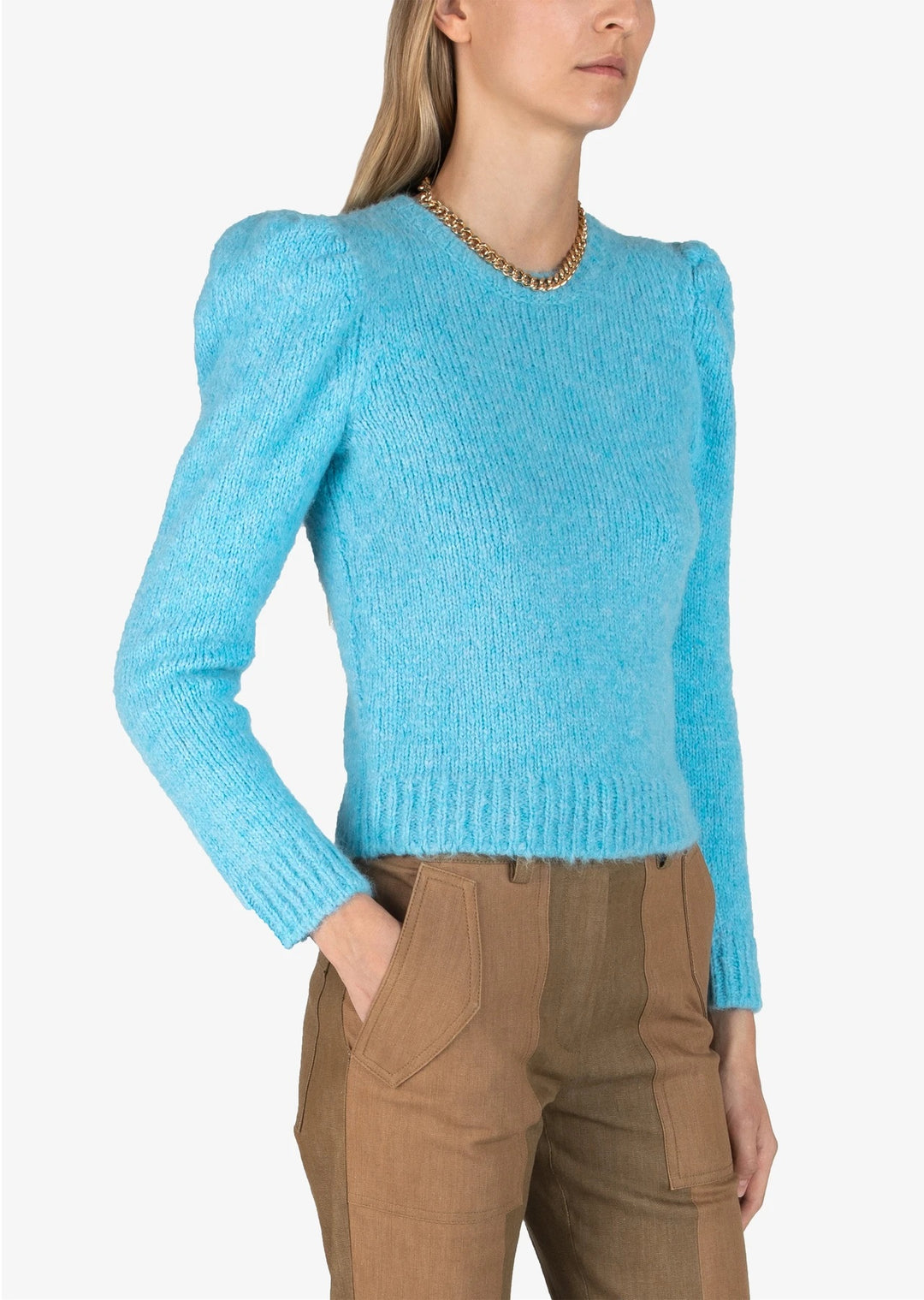 Derek Lam 10 Crosby - Locken Puff Sleeve Sweater in Light Blue