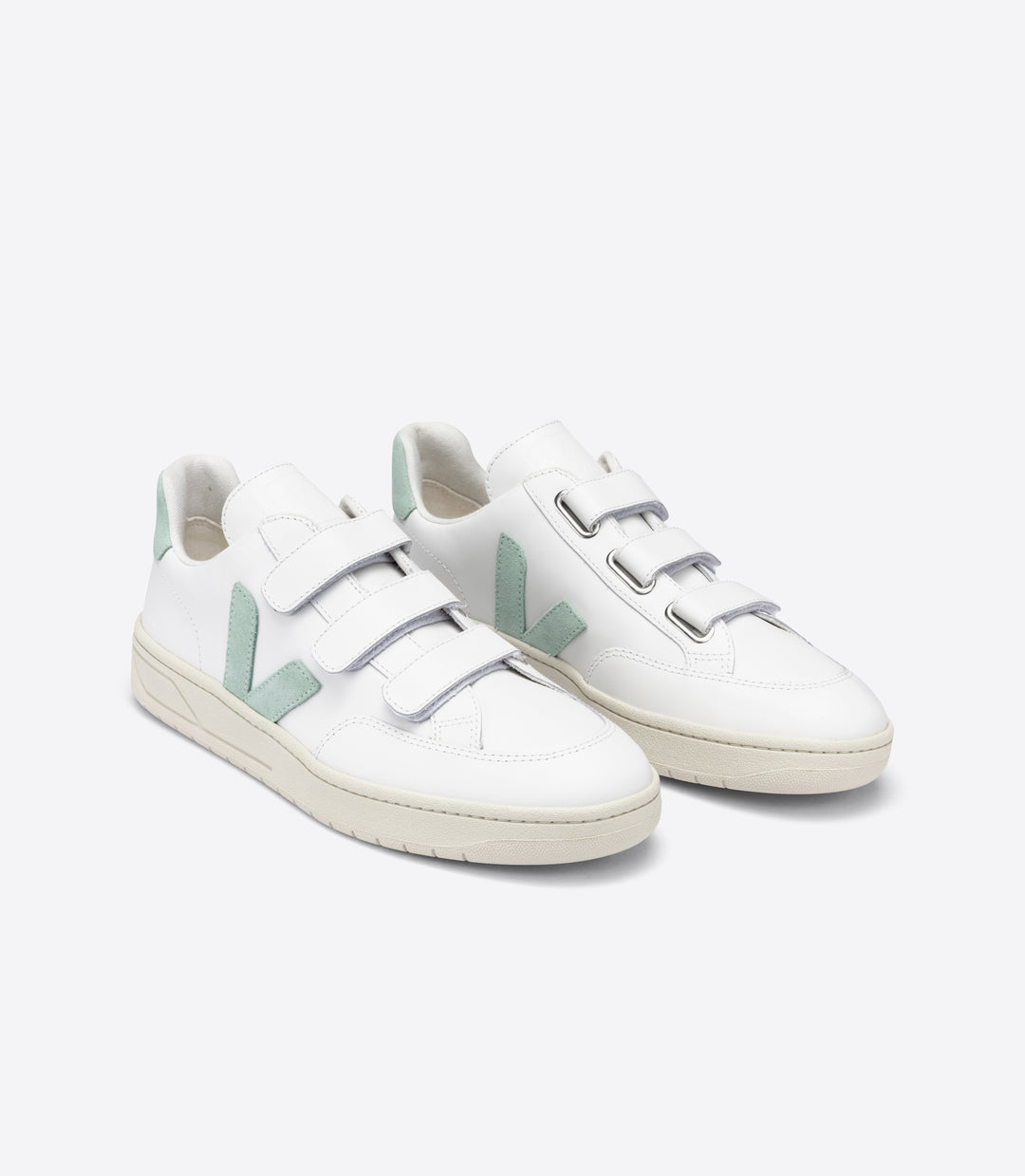 Veja - V-Lock Leather Sneakers in Extra-White Matcha