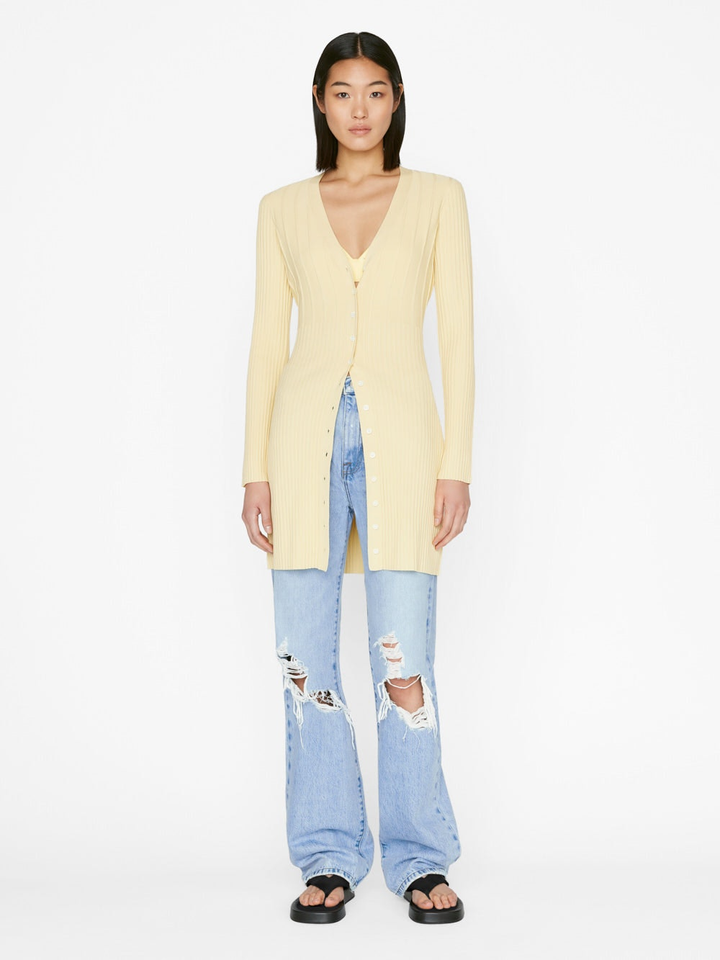 Frame - Long Rib Cardi in Butter