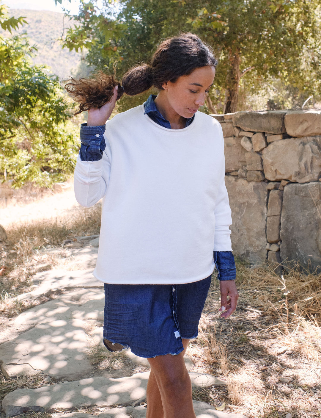 Frank & Eileen - Long Sleeve Capelet in White