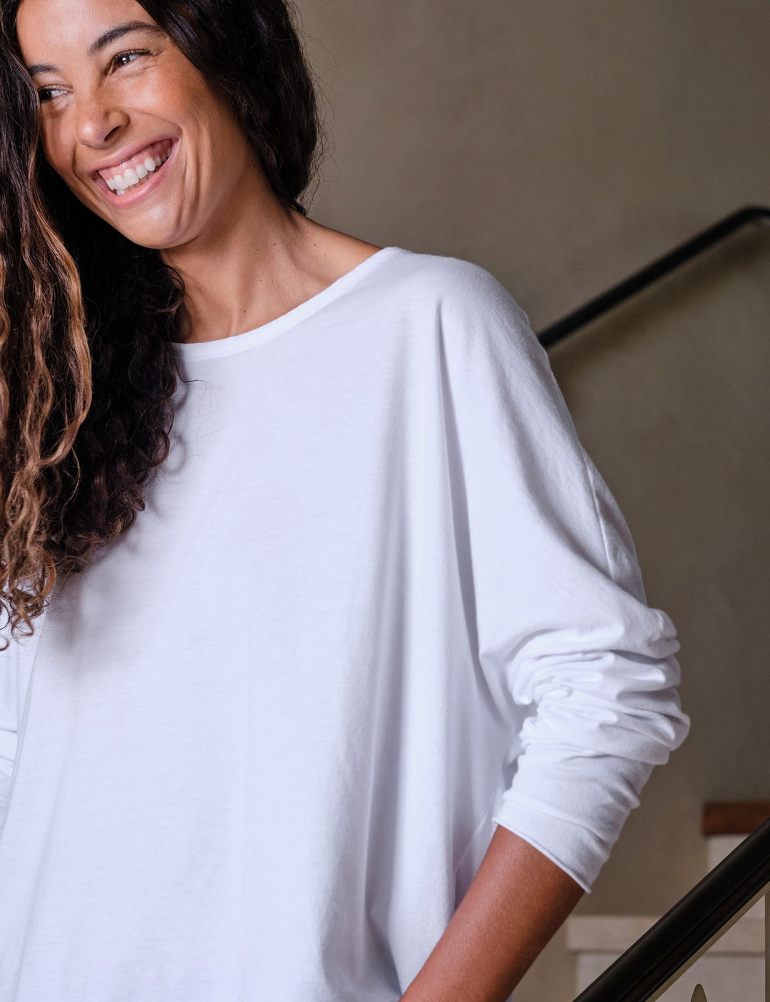 Frank & Eileen - Long Sleeve Crop Tee in White Tops