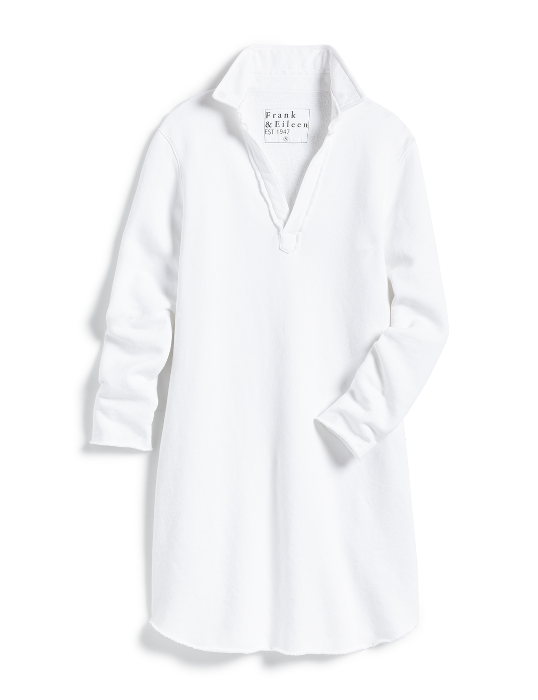 Frank & Eileen - Long Sleeve Polo Sweatshirt Dress in White