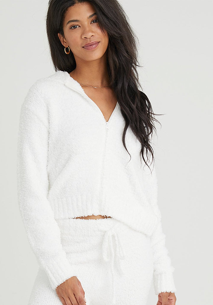 Bella Dahl - Long Sleeve Zip Hoodie Sweater in Winter White