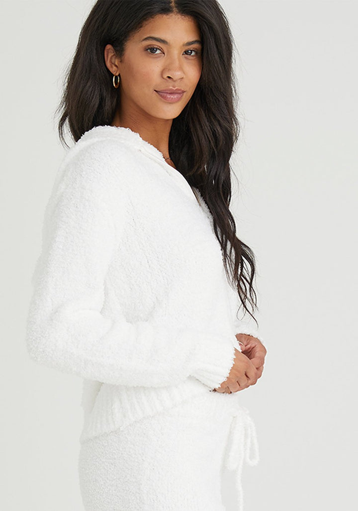 Bella Dahl - Long Sleeve Zip Hoodie Sweater in Winter White