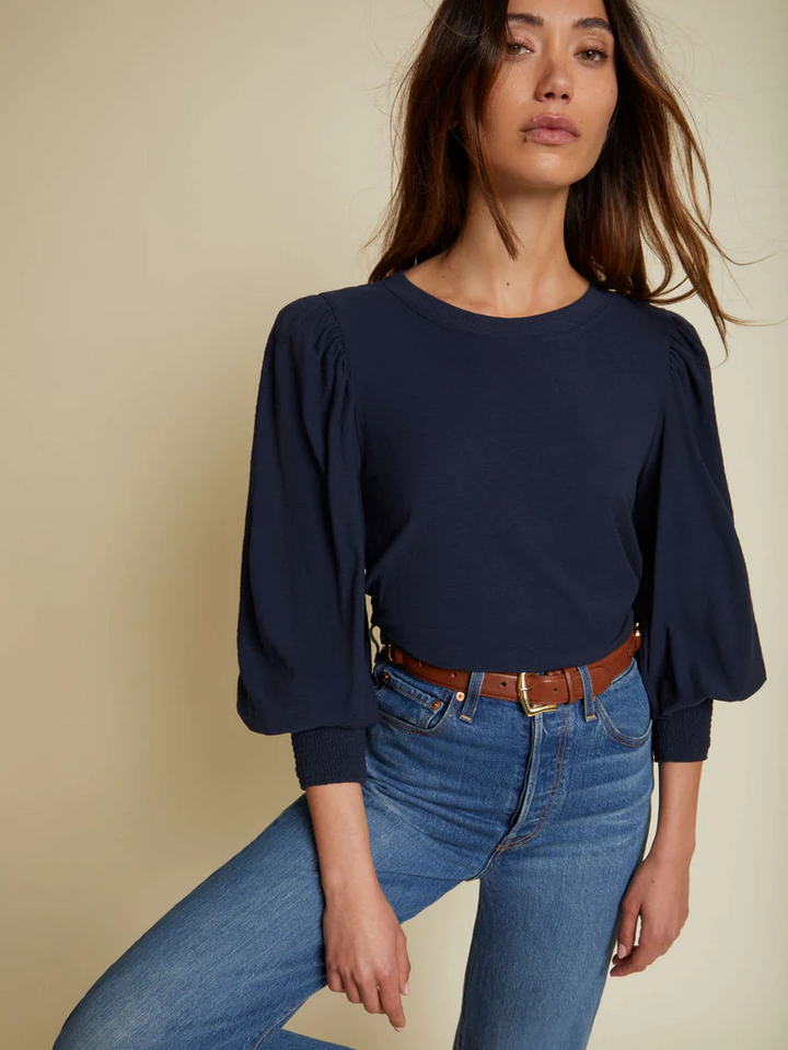 Nation LTD - Loren Smocked Peasant Tee in Night Horizon