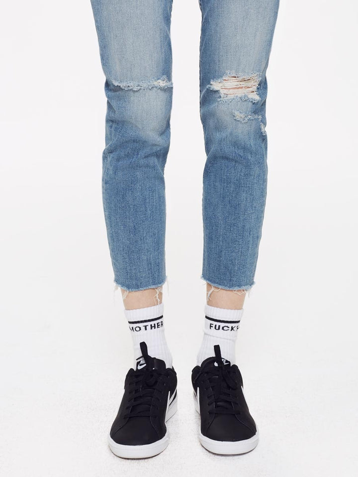Mother - Sinner Fray Ankle Skinny Jeans in Losing Control