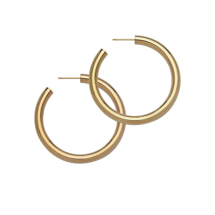 Jennifer Zeuner - Lou Medium Hoop Earrings in 14k Yellow Gold Plated Silver