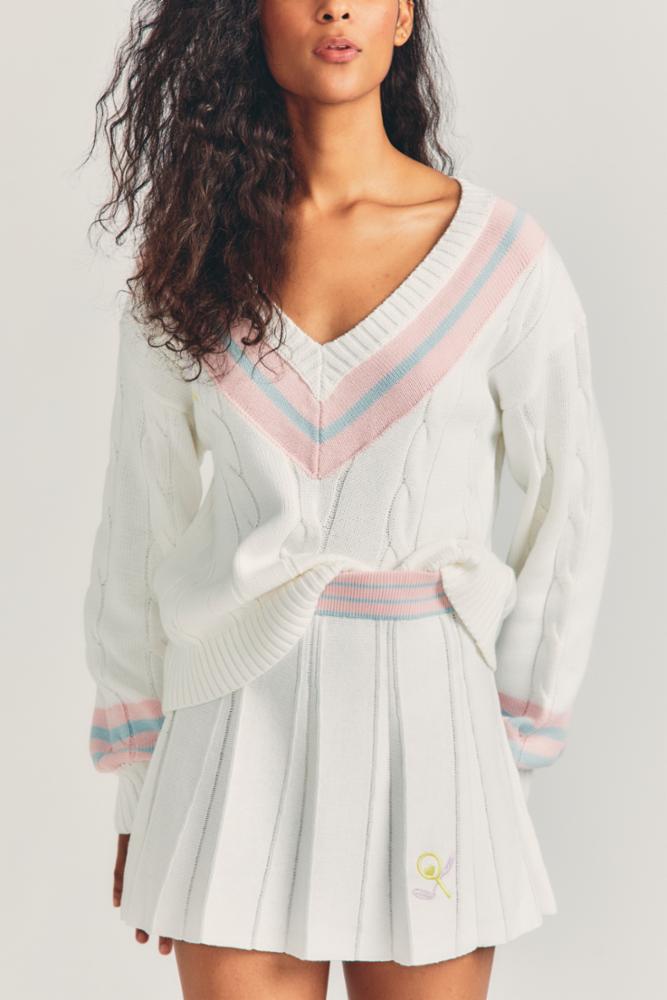 Love Shack Fancy - Roz Skirt in Tennis Whites Skirts