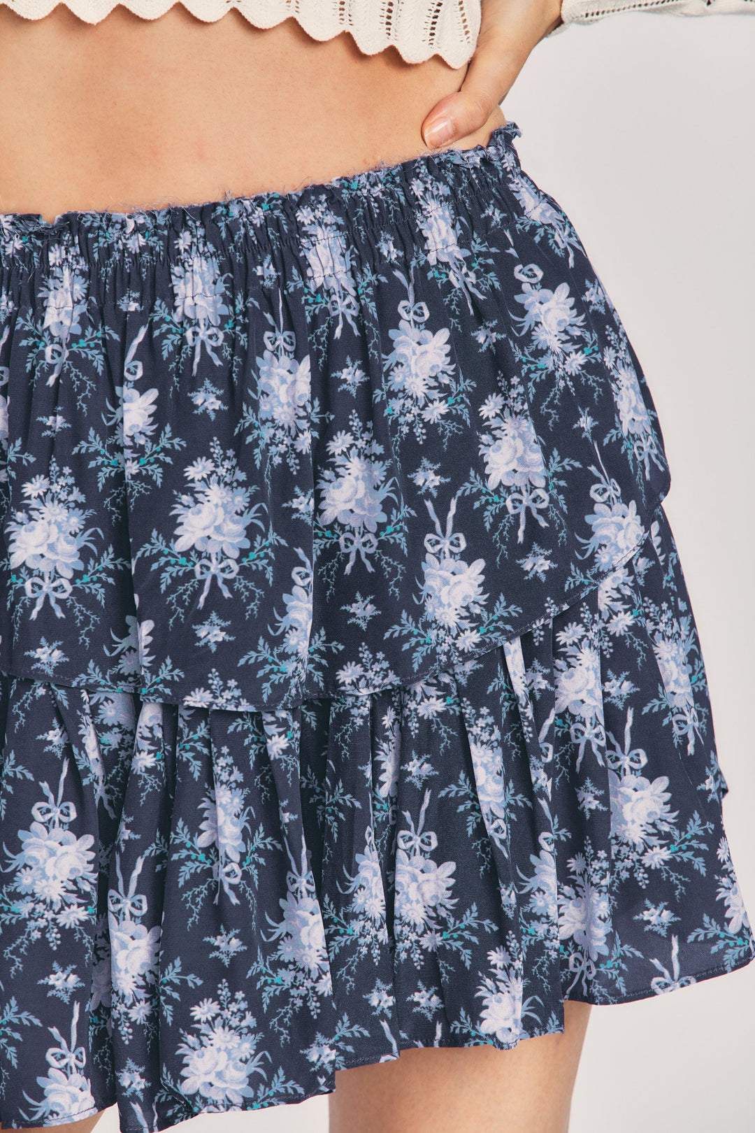 Love Shack Fancy - Ruffle Mini Skirt in Blue Noir Skirts