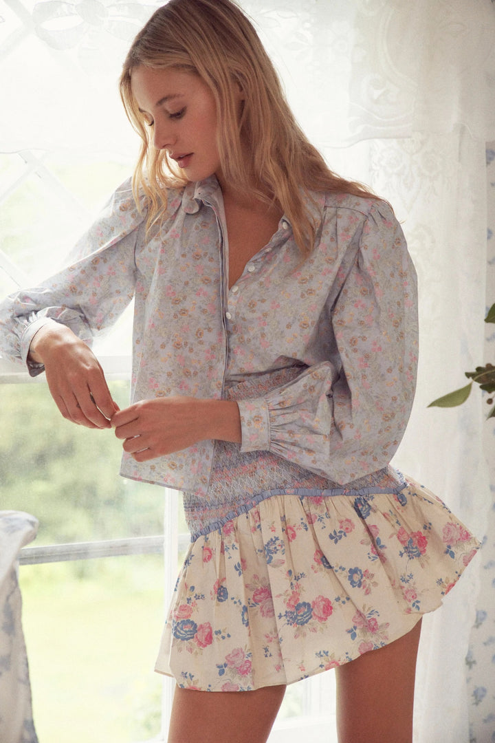 Love Shack Fancy - Sansom Blouse in Baby Blue Skies Tops