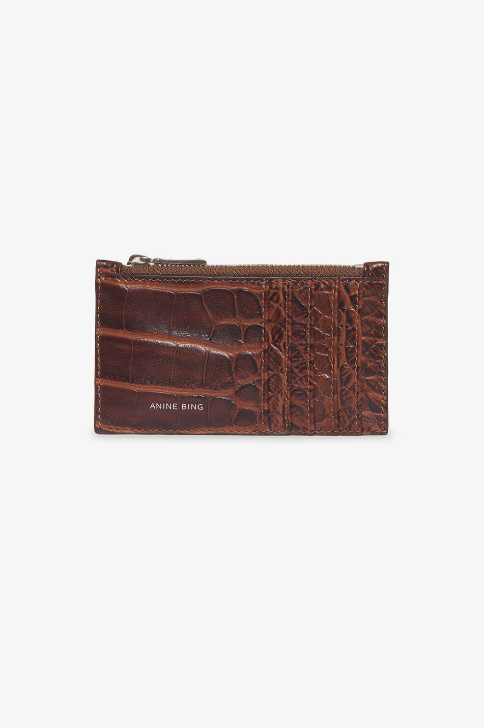 Anine Bing - Luca Card Holder in Brown Croco