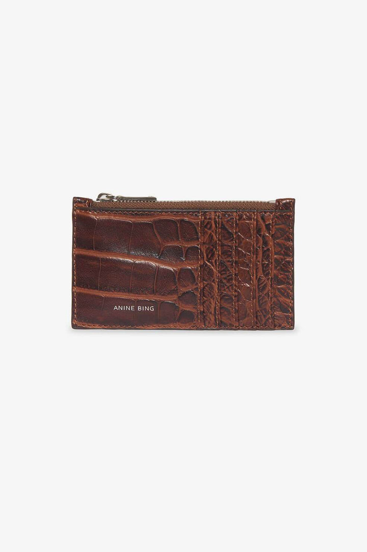 Anine Bing - Luca Card Holder in Brown Croco
