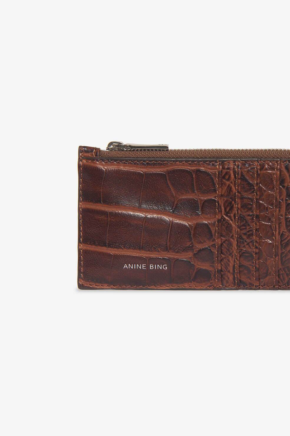 Anine Bing - Luca Card Holder in Brown Croco