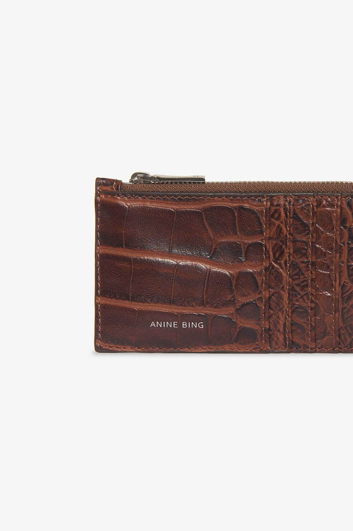 Anine Bing - Luca Card Holder in Brown Croco