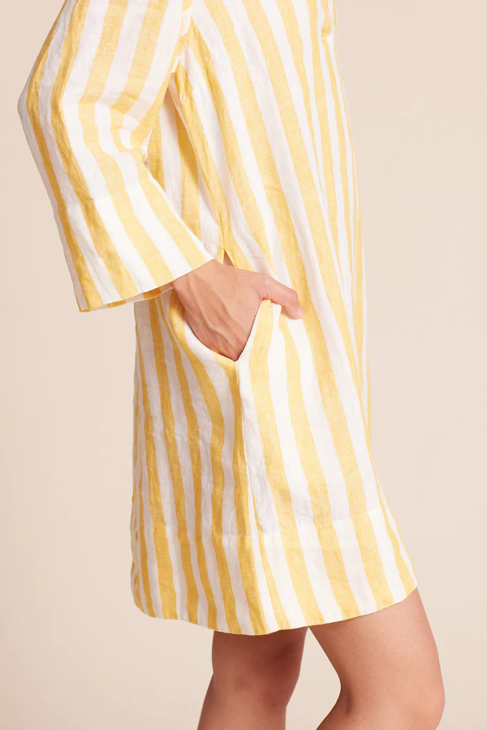 Trovata - Lucca Shift Dress in Yellow Awning Stripe