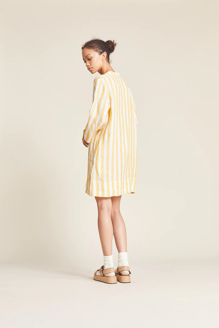 Trovata - Lucca Shift Dress in Yellow Awning Stripe