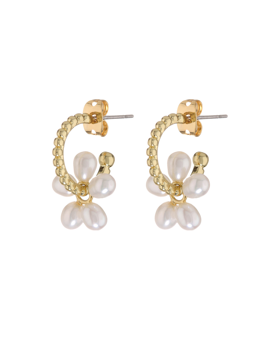 LUV AJ - Mini Pearl Washer Huggies in Gold Jewelry