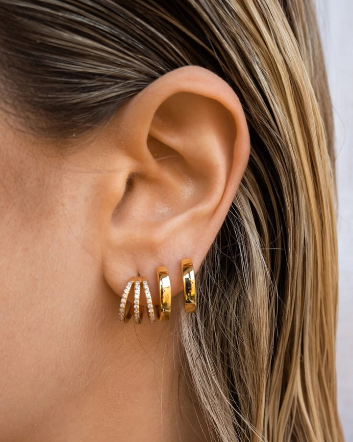 LUV AJ - Pave Baby Bastille Hoops in Gold Jewelry