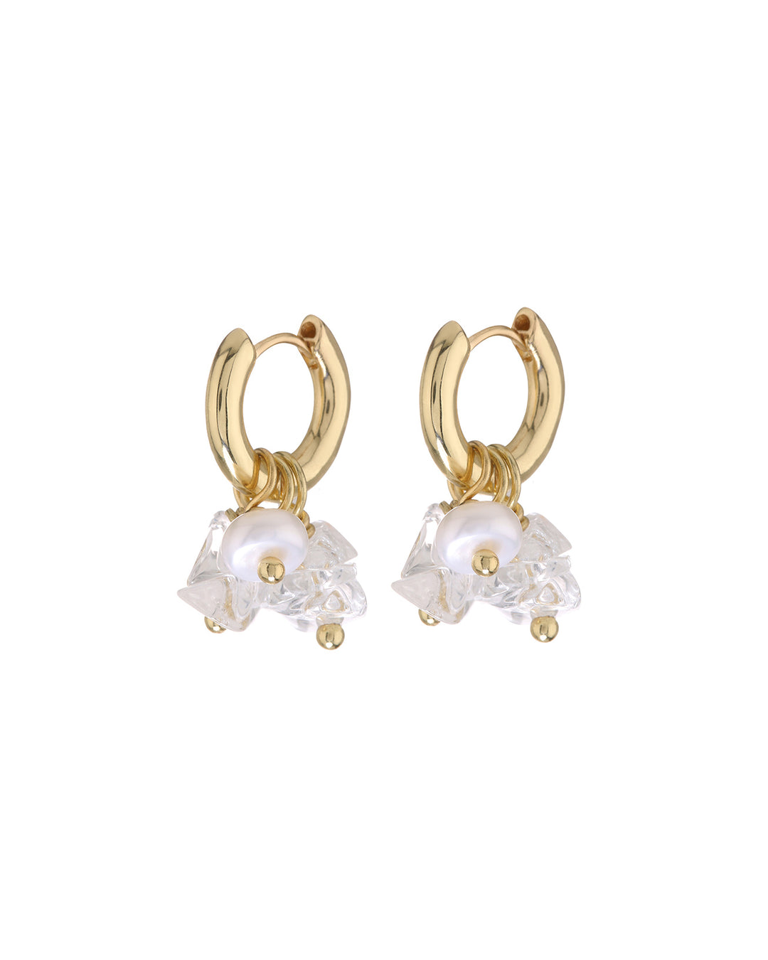 LUV AJ - Rock Candy Pearl Huggies in Gold Jewelry