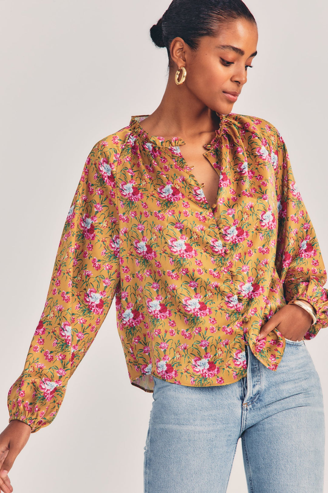 Love Shack Fancy - Manchester Blouse in Ruby Goldmine
