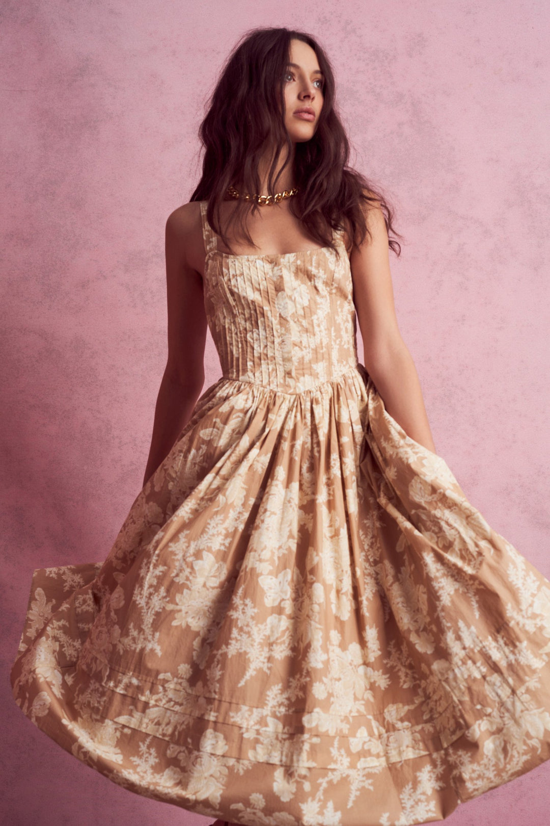 Love Shack Fancy - Majory Dress in Espresso Foam