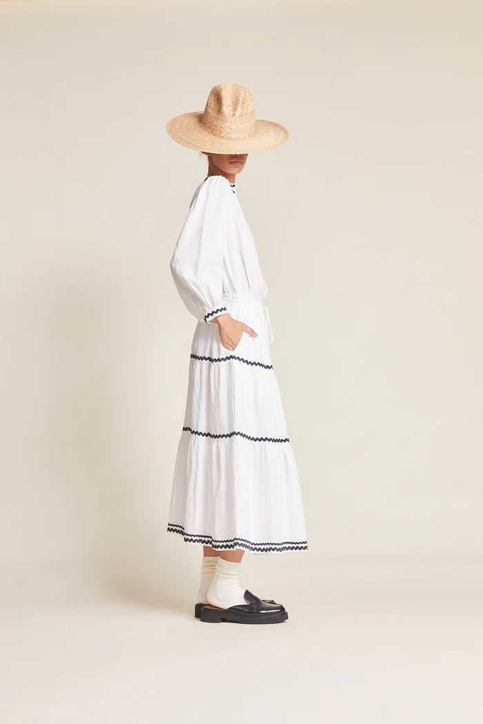 Trovata - Makena "B" Skirt in White w/ Ric Rac Skirts