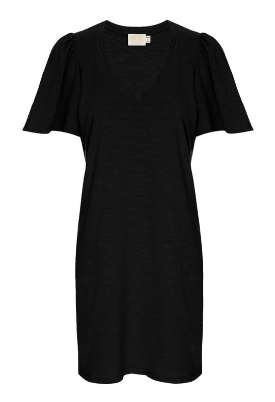 Nation LTD - Mallory Flutter Sleeve Dress in Jet Black