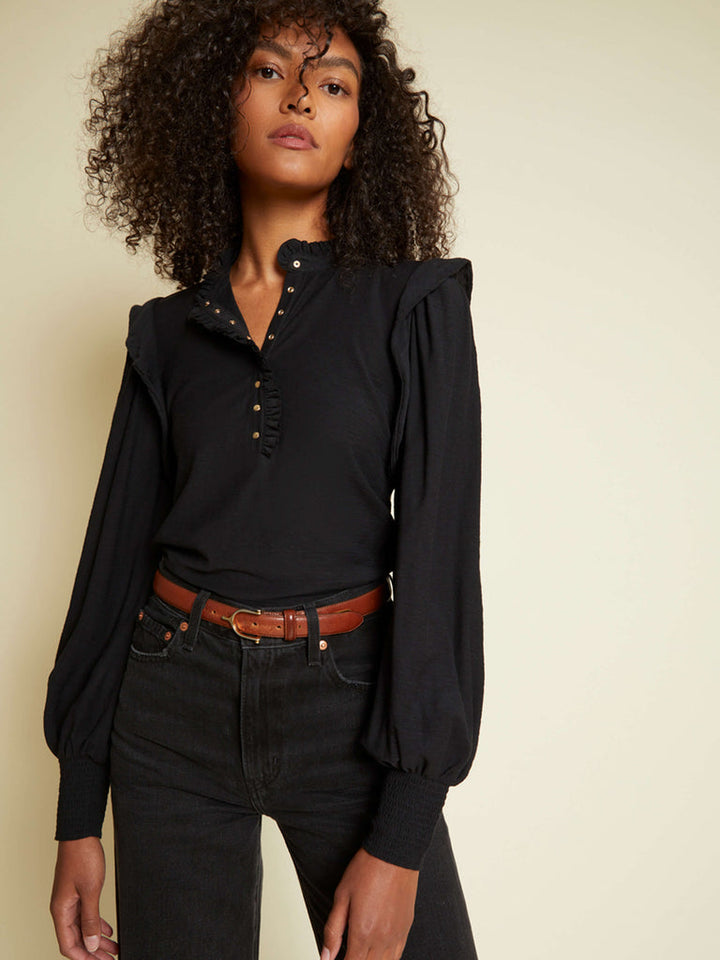 Nation LTD - Margaux Victorian Henley in Jet Black