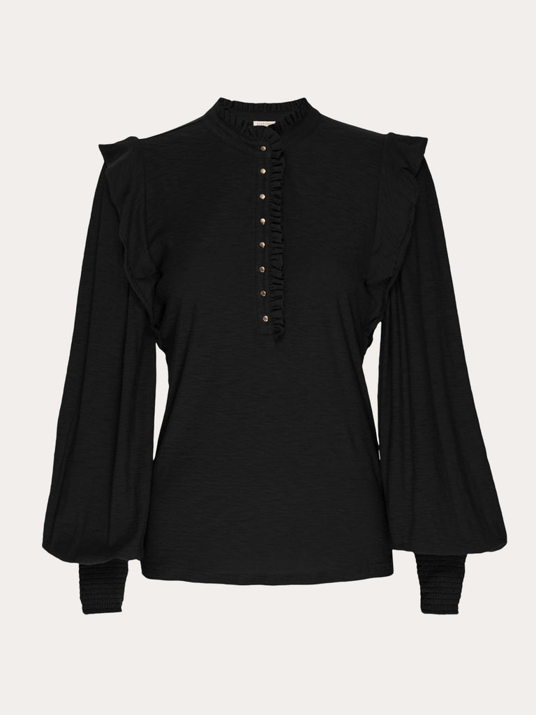 Nation LTD - Margaux Victorian Henley in Jet Black