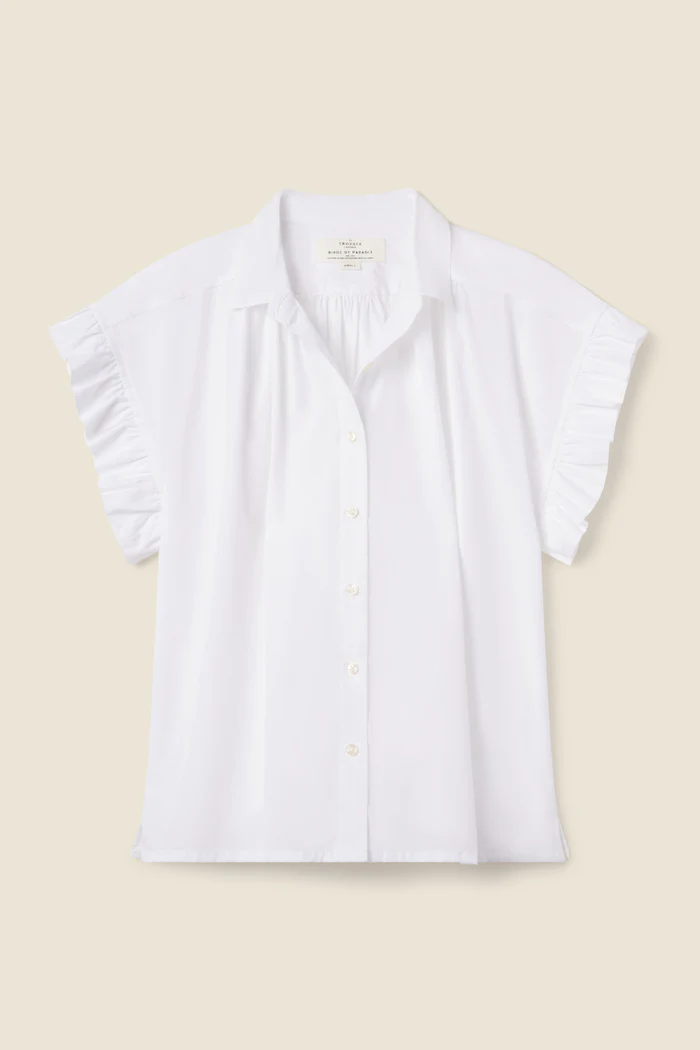 TROVATA - Marianne B Ruffle Sleeve Shirt in White