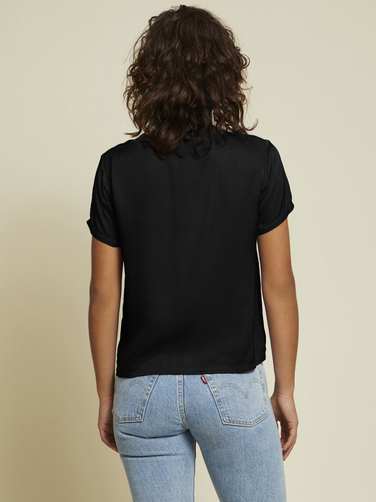 Nation LTD - Marie Sateen Boxy Crop Top in Black