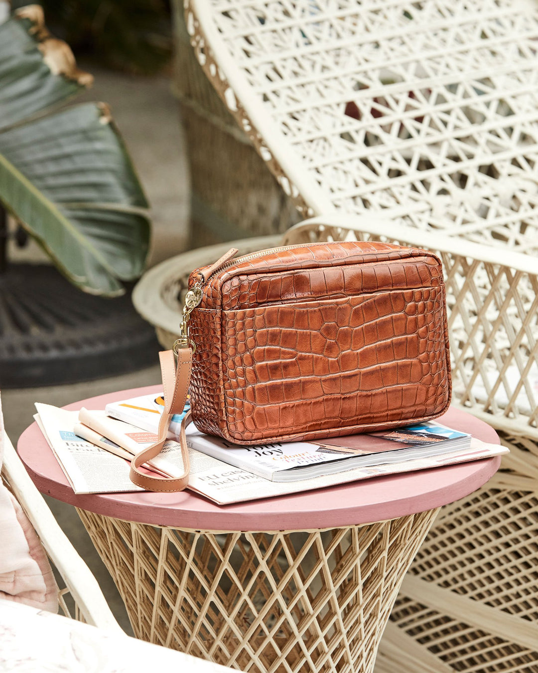Clare V. - Marisol w/ Front Pocket in Cuoio Autumn Croco