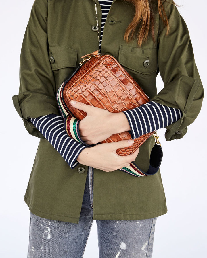 Clare V. - Marisol w/ Front Pocket in Cuoio Autumn Croco