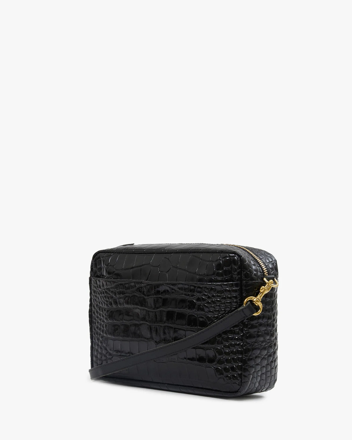 Clare V - Marisol w/ Front Pocket in Black Croco