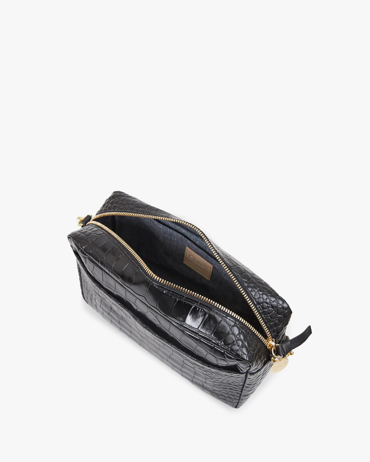 Clare V - Marisol w/ Front Pocket in Black Croco