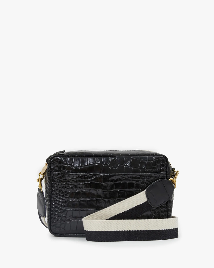 Clare V - Marisol w/ Front Pocket in Black Croco