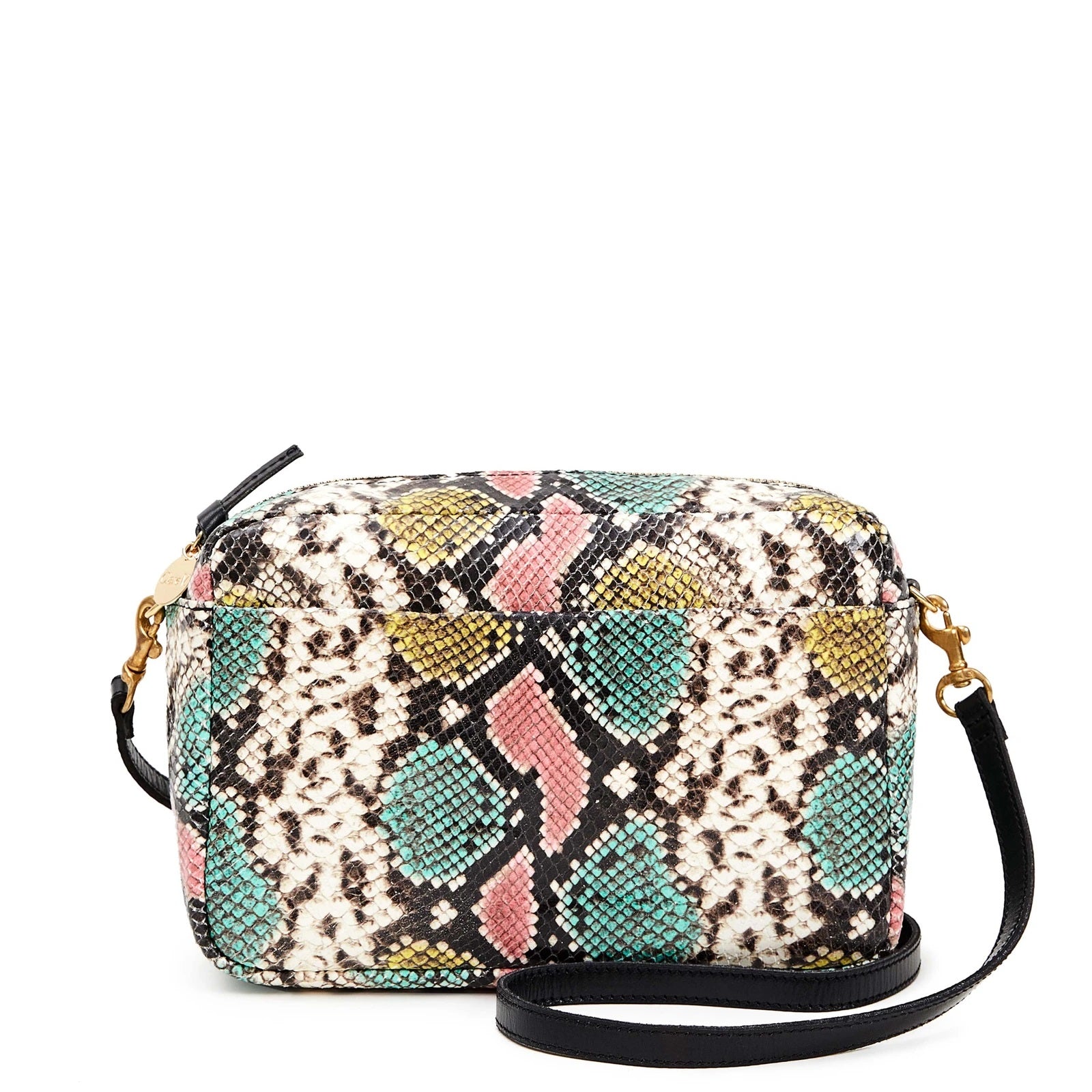 clare v snakeskin crossbody