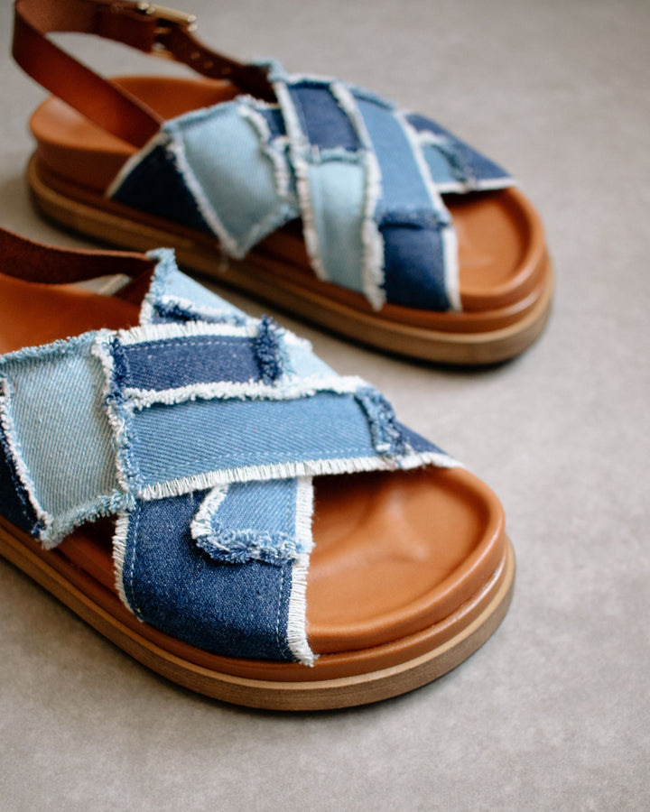 Alohas - Marshmallow in Patchwork Denim Blue