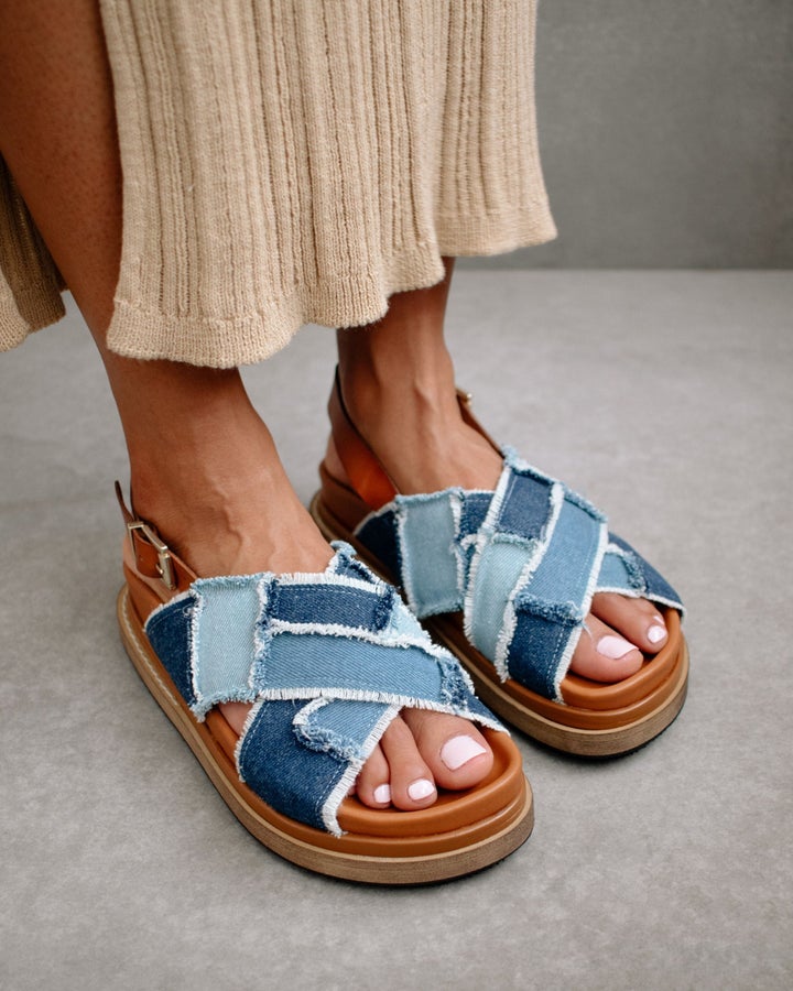 Alohas - Marshmallow in Patchwork Denim Blue