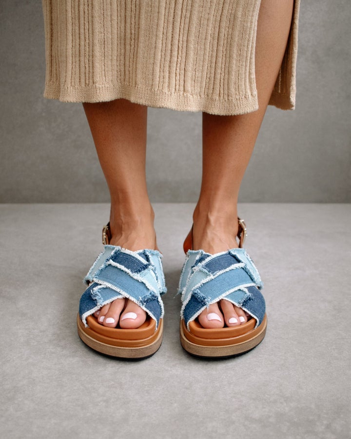 Alohas - Marshmallow in Patchwork Denim Blue