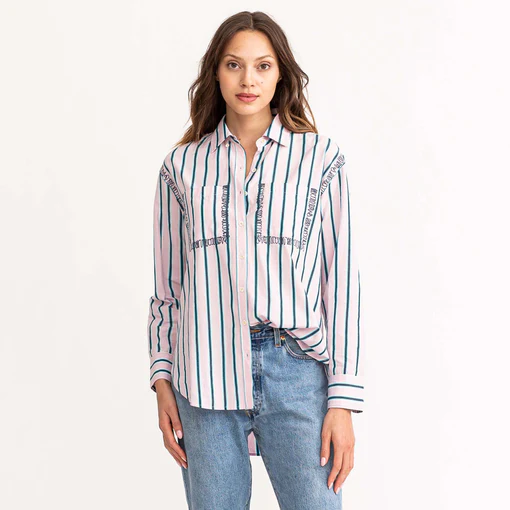 KERRI ROSENTHAL - Marti Shirt in Striped Actually Pillow