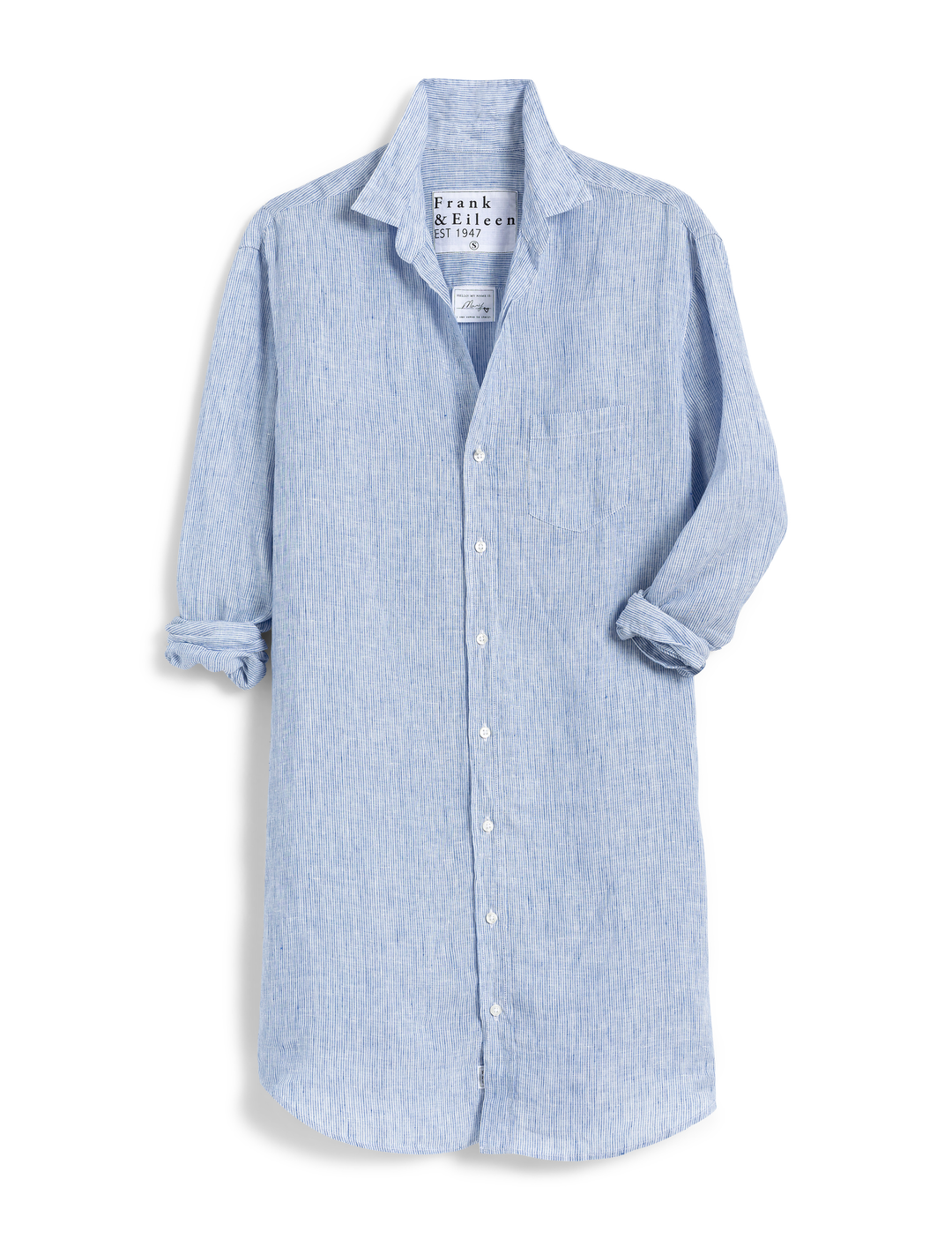 Frank & Eileen - Mary Woven Button Up Dress in Thin Blue Stripe