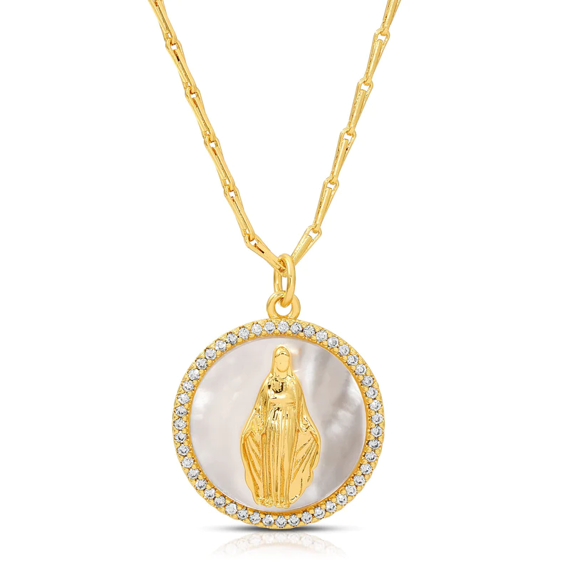 Joy Dravecky - Mary Stone Inlay Necklace in Mother of Pearl