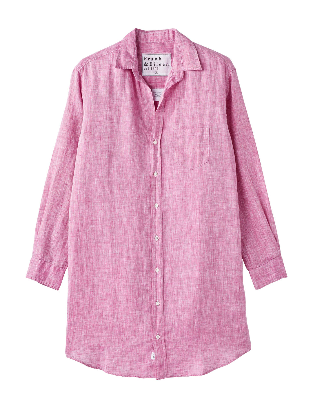 Frank & Eileen - Mary Woven Button Up Dress in Magenta Linen
