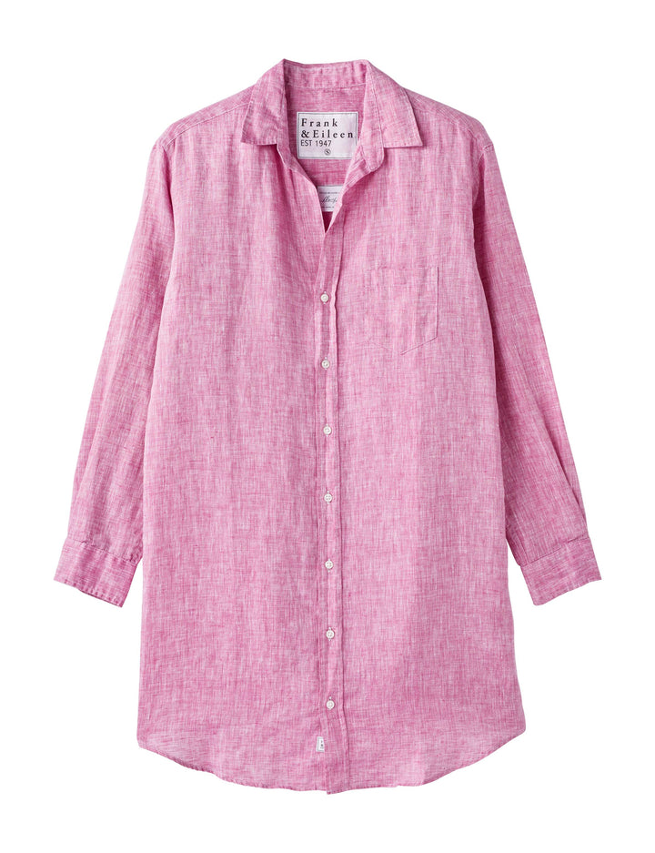 Frank & Eileen - Mary Woven Button Up Dress in Magenta Linen