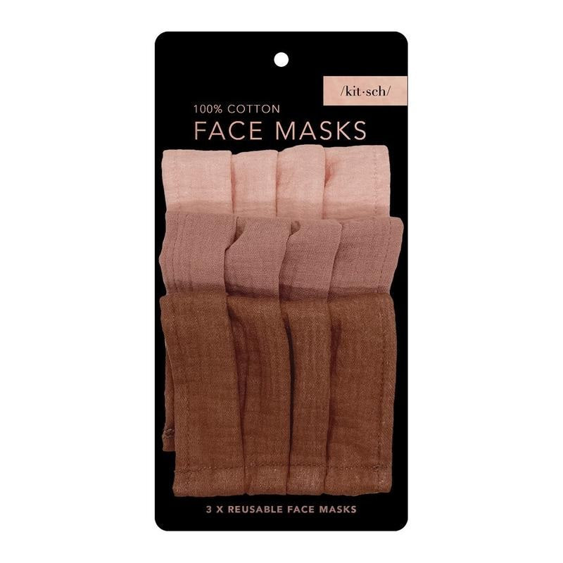 Kitsch - 3pc Cotton Mask Set in Dusty Rose