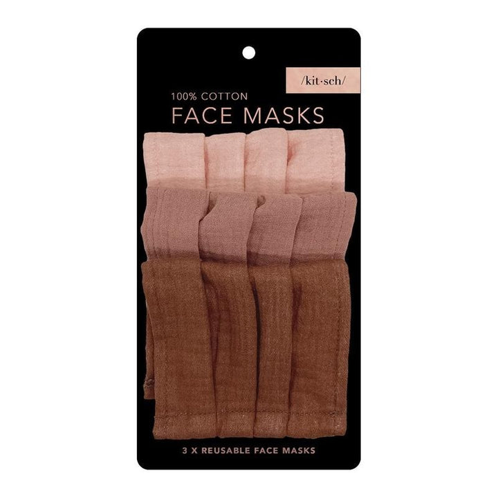 Kitsch - 3pc Cotton Mask Set in Dusty Rose