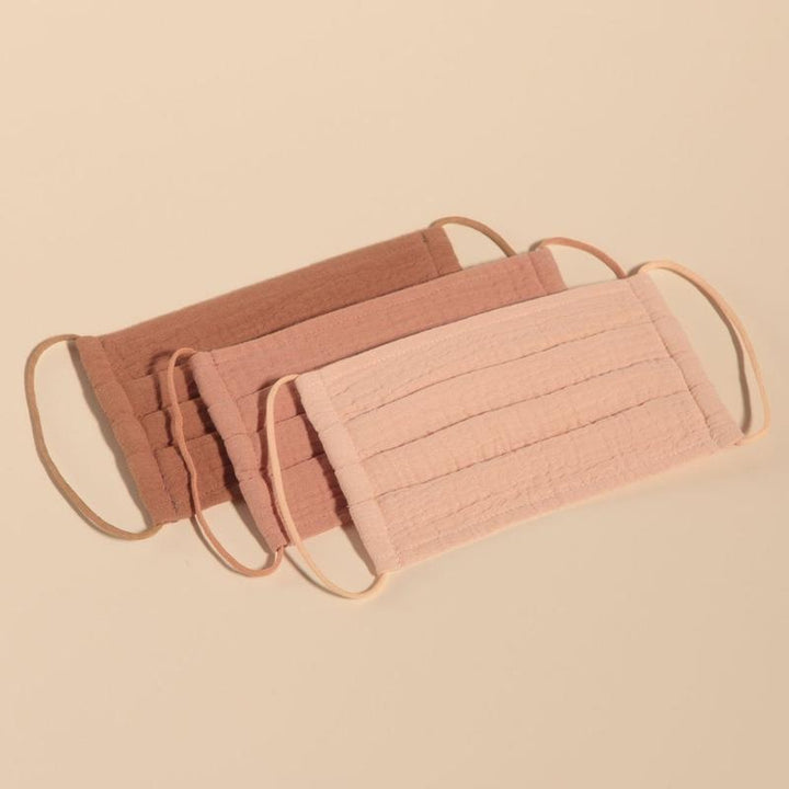 Kitsch - 3pc Cotton Mask Set in Dusty Rose