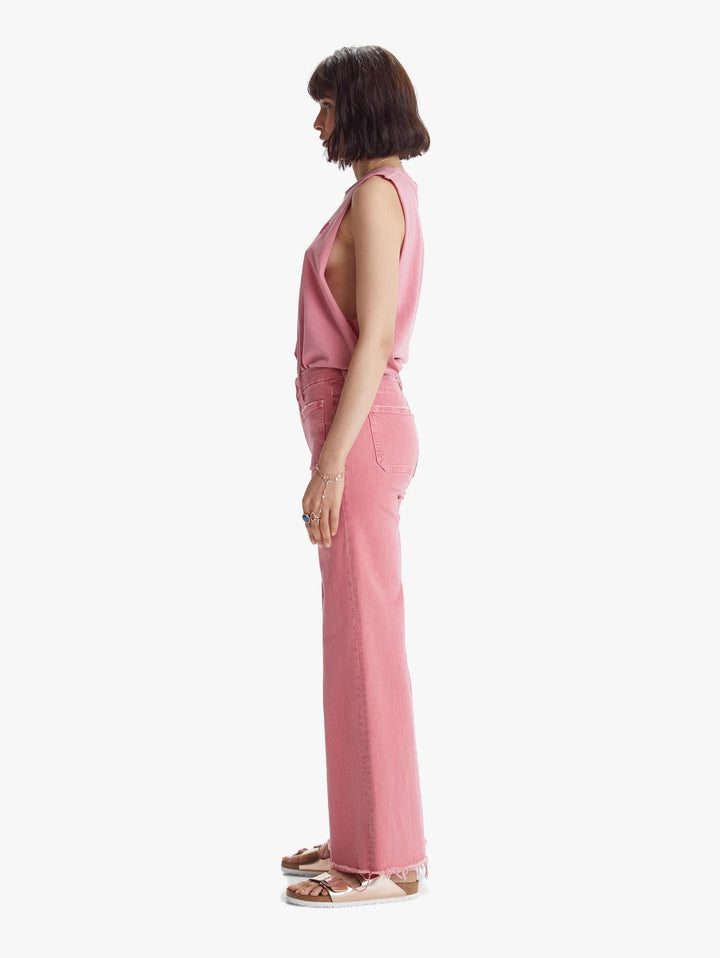 Mother Denim - The Patch Pocket Roller Fray Wide-Leg Jeans in Mauve Glow