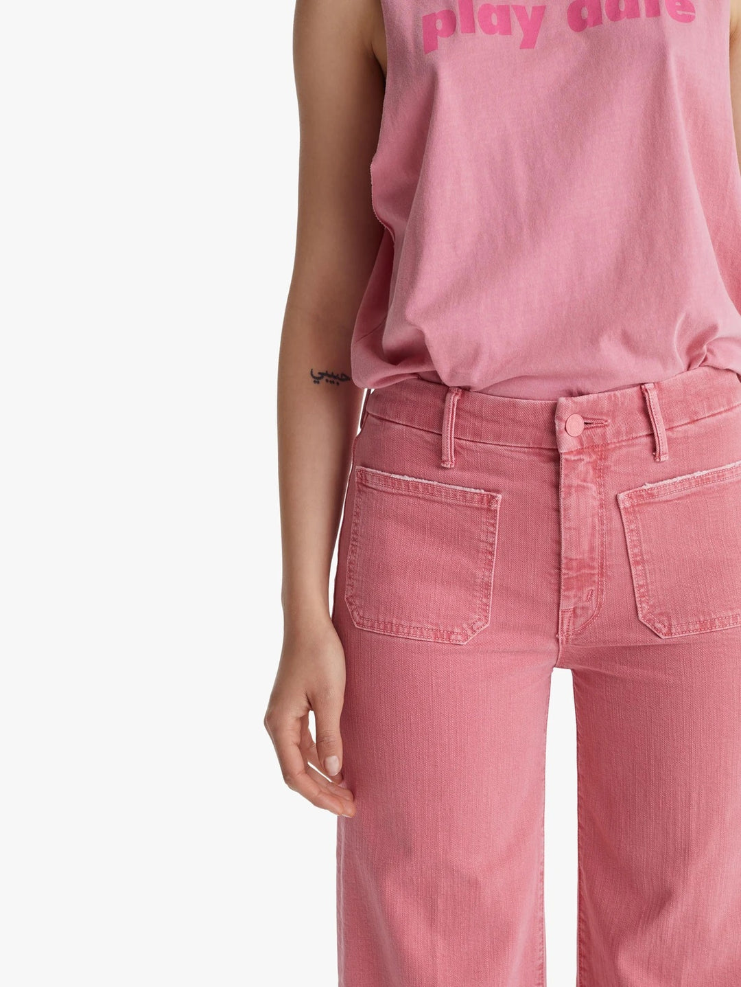 Mother Denim - The Patch Pocket Roller Fray Wide-Leg Jeans in Mauve Glow